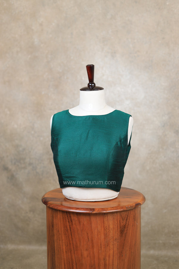 Vaigai- Dark Green Blouse (Attachable Sleeves)