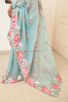 Carol- Ice Blue Embroidery Saree