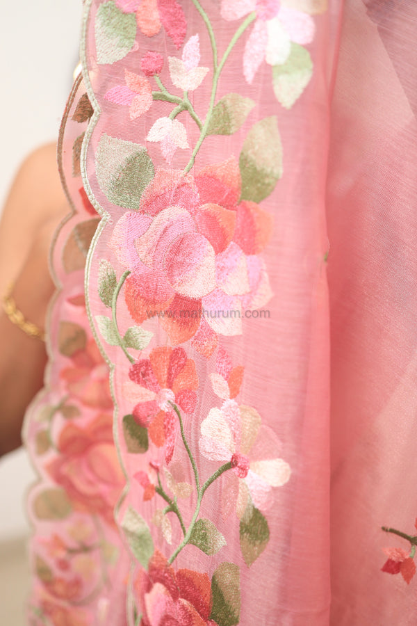 Carol- Pastel Pink Embroidery Saree