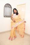 Carol- Butter Yellow Embroidery Saree