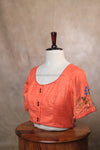 Orchids- Orange Embroidery Blouse (Elbow Sleeve)