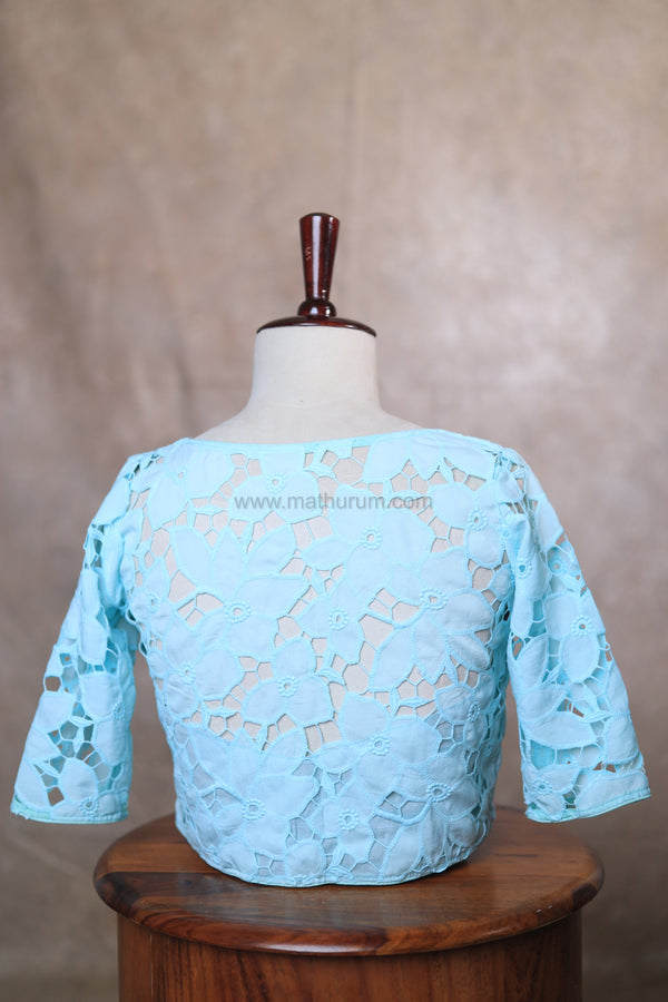 Rosette- Ice Blue Blouse (Elbow Sleeve)