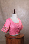 Orchids- Pink Embroidery Blouse (Elbow Sleeve)