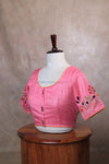 Orchids- Pink Embroidery Blouse (Elbow Sleeve)