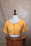 Orchids- Yellow Embroidery Blouse (Elbow Sleeve)