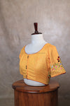 Orchids- Yellow Embroidery Blouse (Elbow Sleeve)