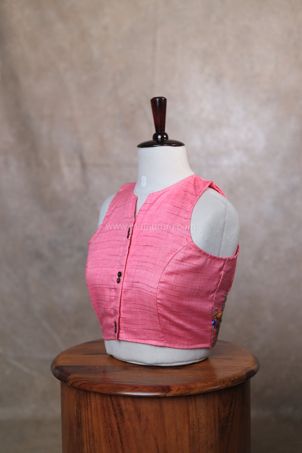 Orchids- Pink Embroidery Blouse (Sleeveless)