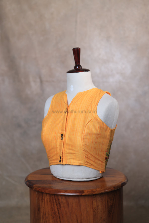 Orchids- Yellow Embroidery Blouse (Sleeveless)