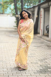 Pearl- Butter Yellow Embroidery Saree