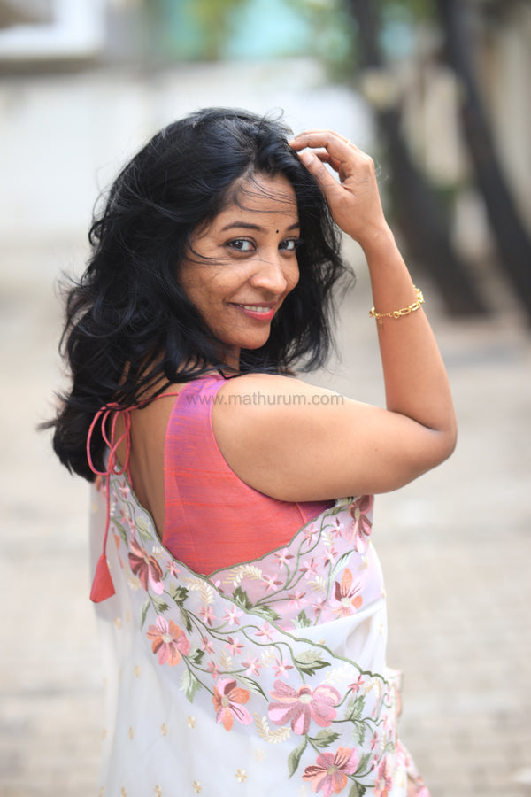 Pearl- Off White Embroidery Saree
