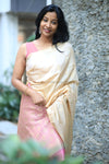 Vriksha- Cream Semi Soft Silk Saree