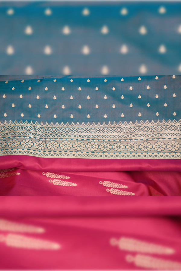 Vriksha-Majenta Semi Soft Silk Saree