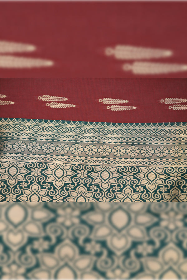 Vriksha- Dark Maroon Semi Soft Silk Saree