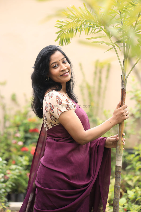 Nira Jute Silk Plain Sarees - Wine