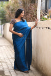 Nira Jute Silk Plain Sarees - Blue
