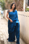 Nira Jute Silk Plain Sarees - Blue