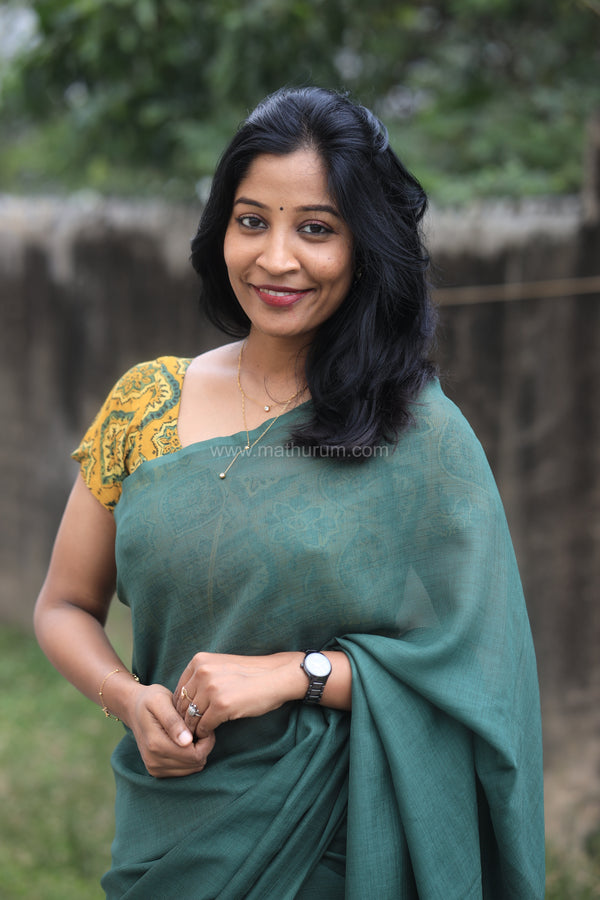 Nira Jute Silk Plain Sarees - Green