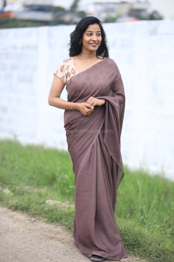 Nira Jute Silk Plain Sarees - Brown