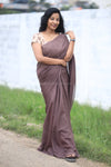 Nira Jute Silk Plain Sarees - Brown