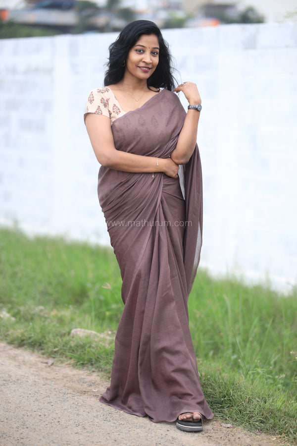 Nira Jute Silk Plain Sarees - Brown