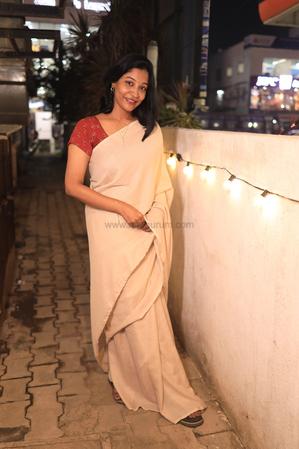 Nira Jute Silk Plain Sarees - Biege