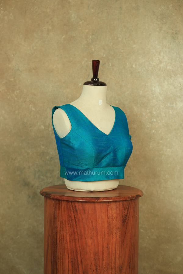 Rangeela-Blue & Green Blouse (Attachable Sleeves)