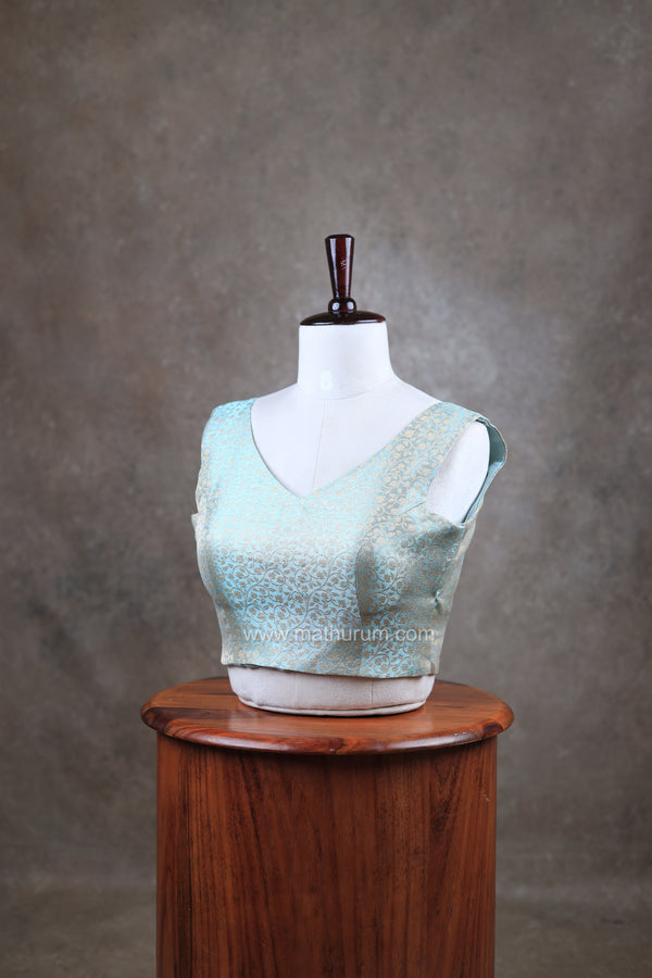 Abinaya- Rama Blue Blouse (Attachable Sleeves)