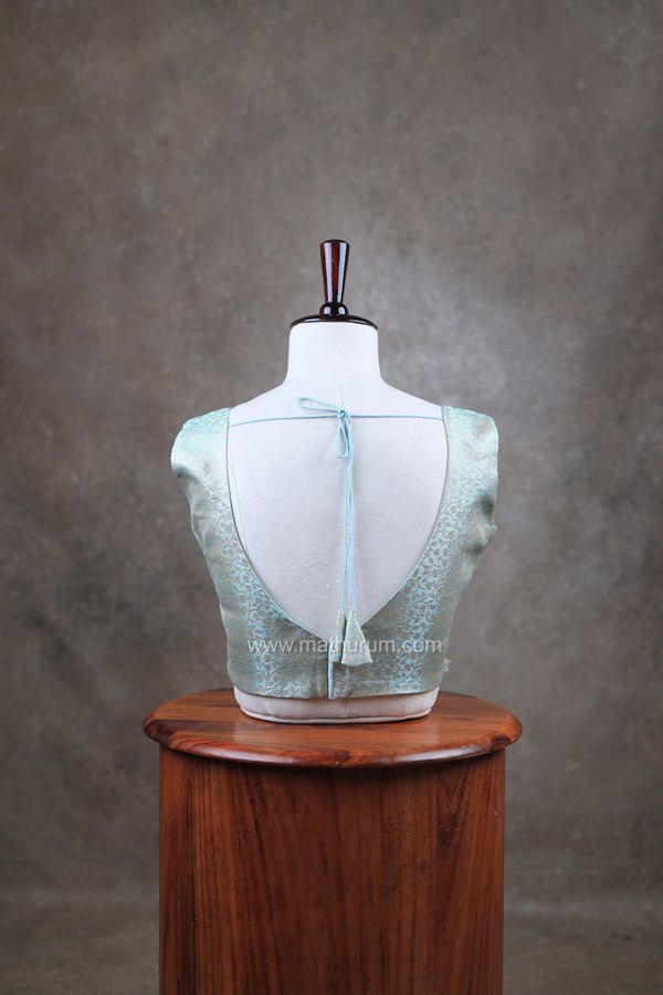 Abinaya- Rama Blue Blouse (Attachable Sleeves)