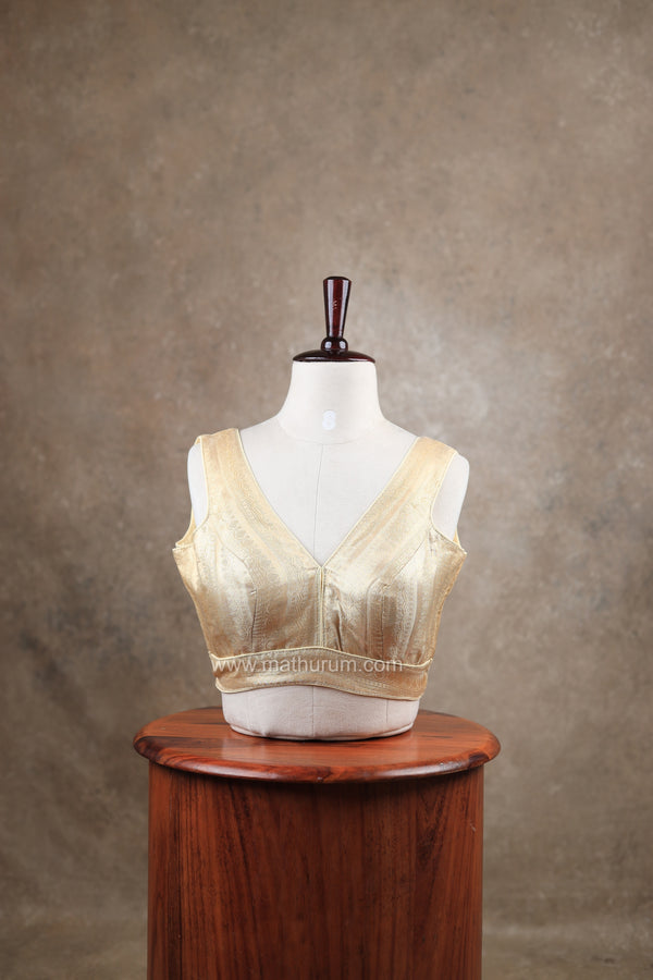 Megalai- Light Gold Blouse (Attachable Sleeves)