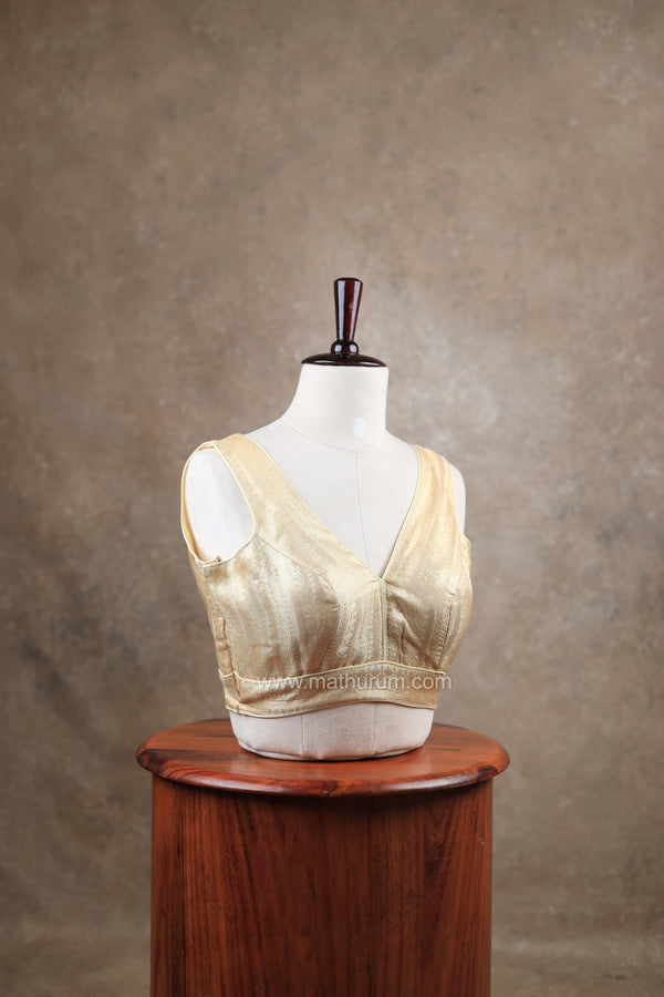 Megalai- Light Gold Blouse (Attachable Sleeves)