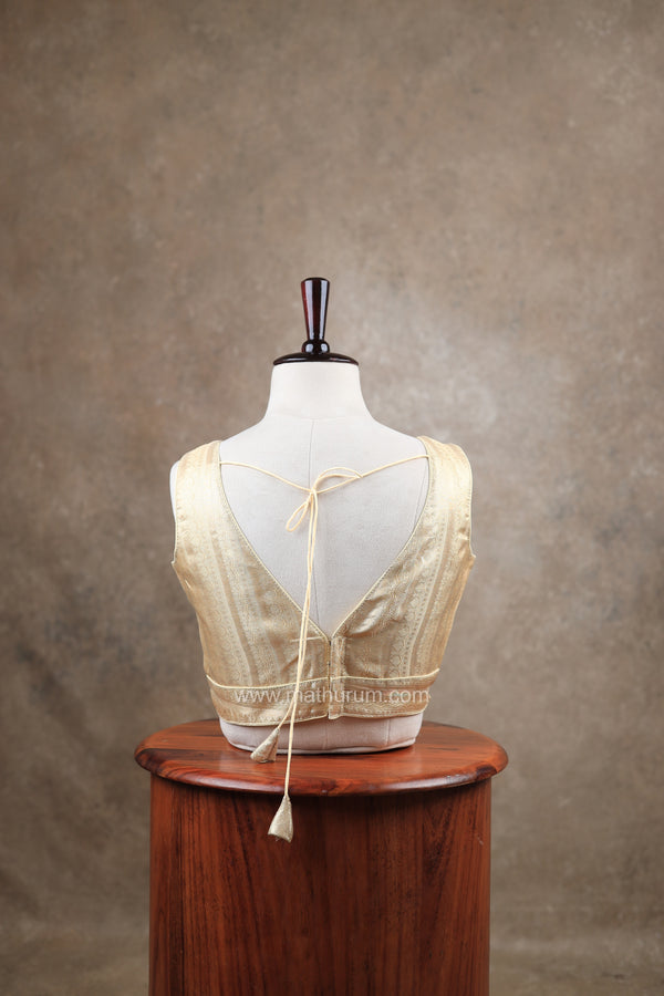 Megalai- Light Gold Blouse (Attachable Sleeves)