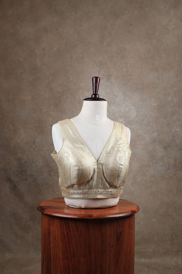 Megalai- Antique Gold Blouse (Attachable Sleeves)