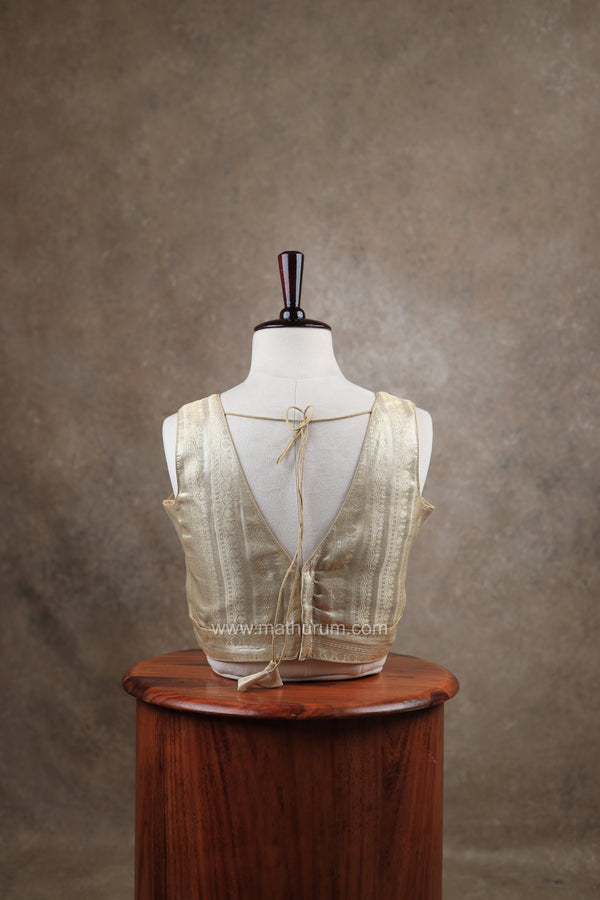 Megalai- Antique Gold Blouse (Attachable Sleeves)