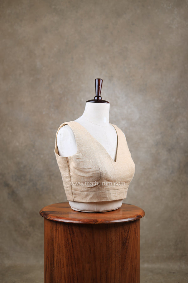 Arya- Beige Blouse (Attachable Sleeves)