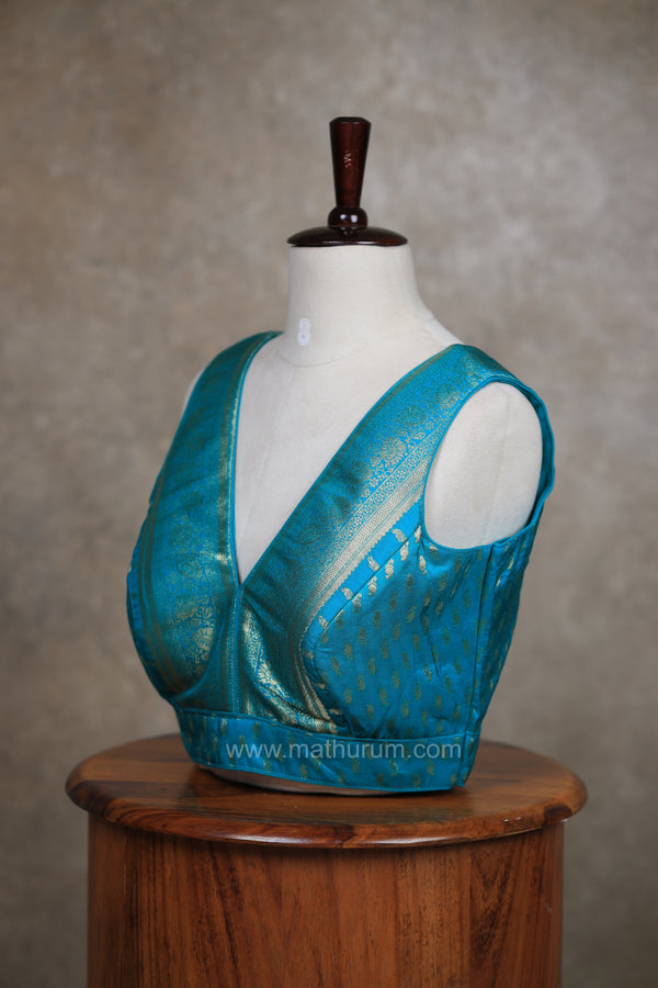 Kundhavai - Rama Blue Blouse (Attachable Sleeves)