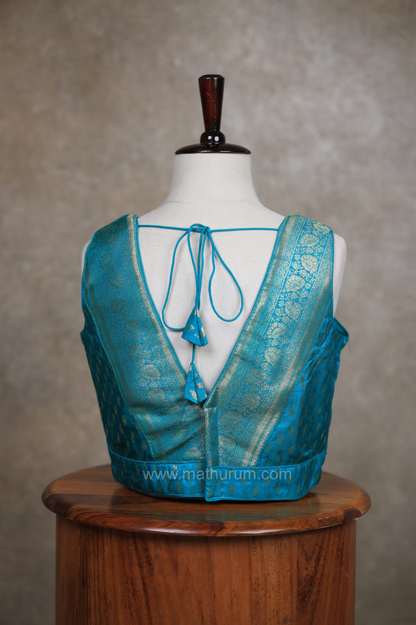 Kundhavai - Rama Blue Blouse (Attachable Sleeves)