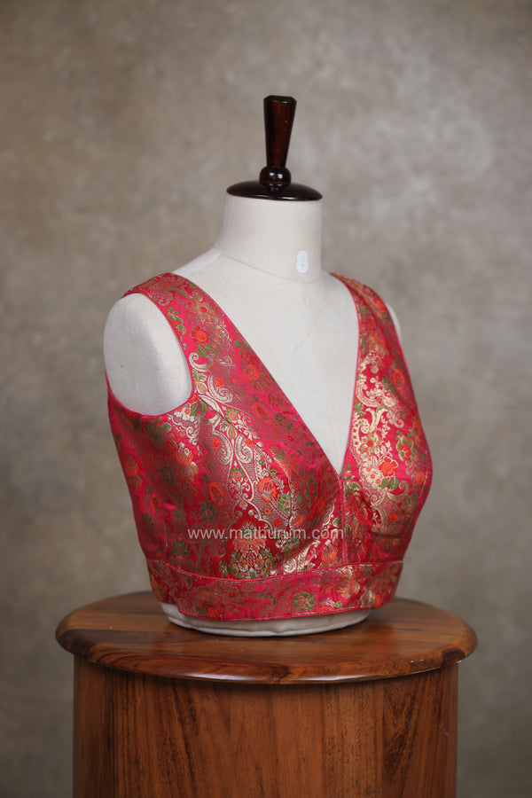 Veena- Pink Blouse (Attachable Sleeves)