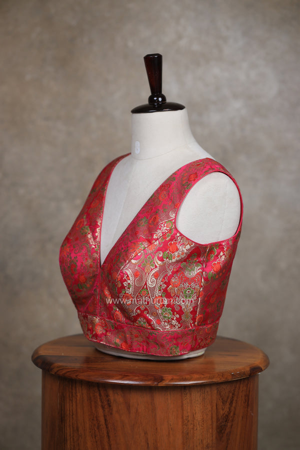 Veena- Pink Blouse (Attachable Sleeves)