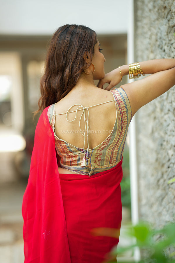 Tharigai- Gold Blouse (Attachable Sleeves)