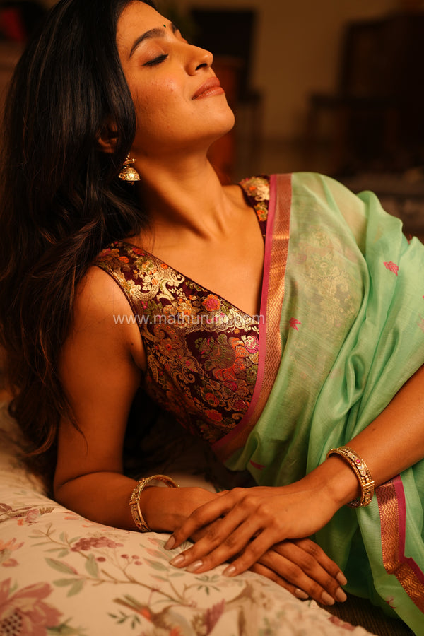 Veena- Wine Blouse (Attachable Sleeves)