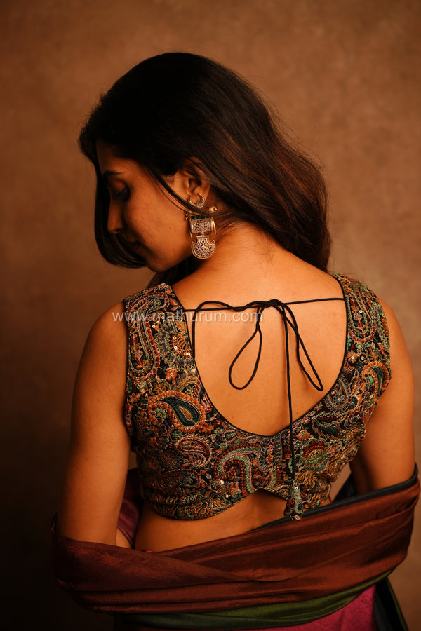 Zehra- Black Blouse (Attachable Sleeves)