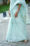 Nyra (Kota Checks Cotton) Ice Blue Saree