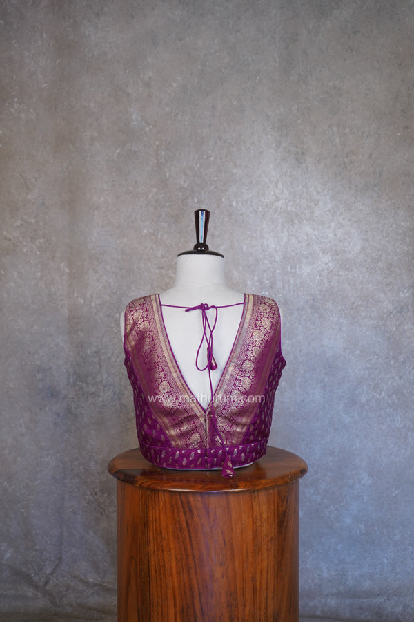 Kundhavai - Wine Blouse (Attachable Sleeves)