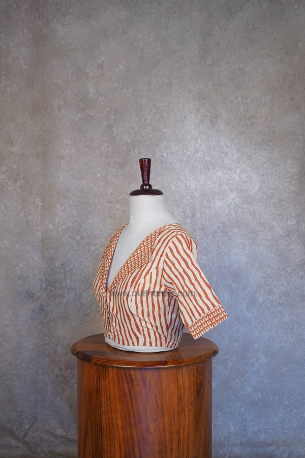 Mythri- Orange Stripes Blouse