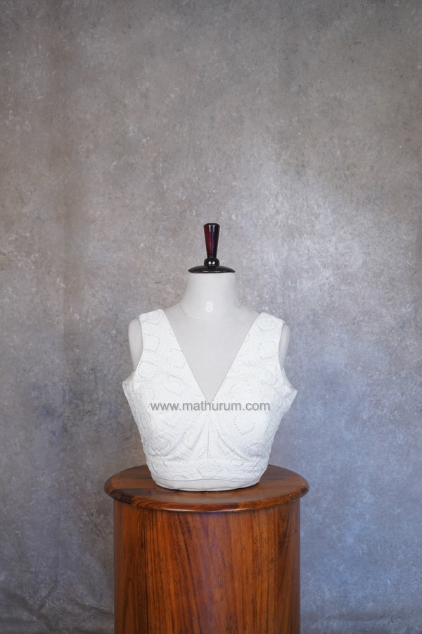 Meera- White Blouse (Attachable Sleeves)