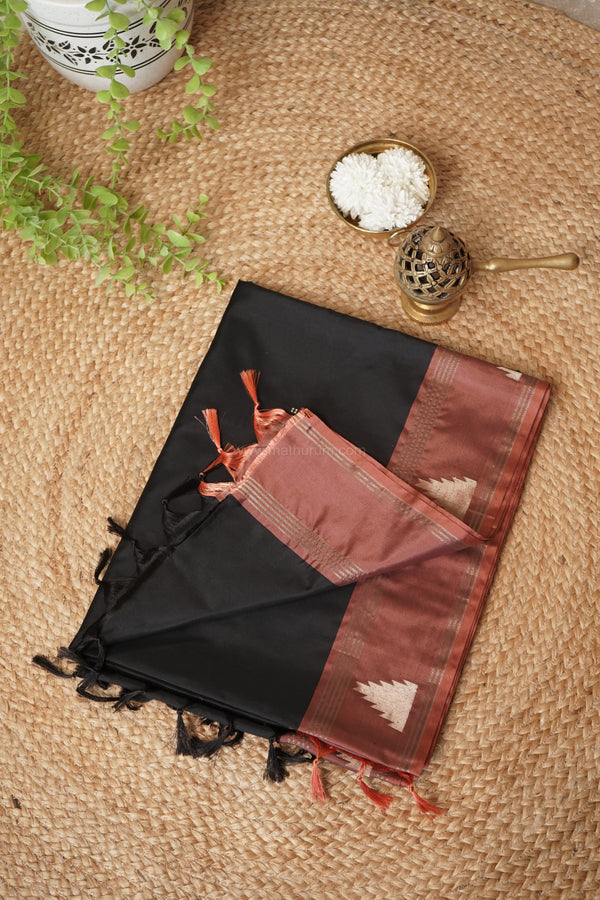 Maya Semi-Silk Plain Temple Border Saree