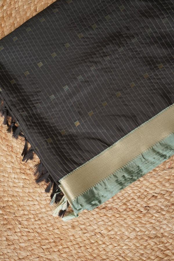 Maya Semi-Silk Silver Stripes Multi Butta Saree