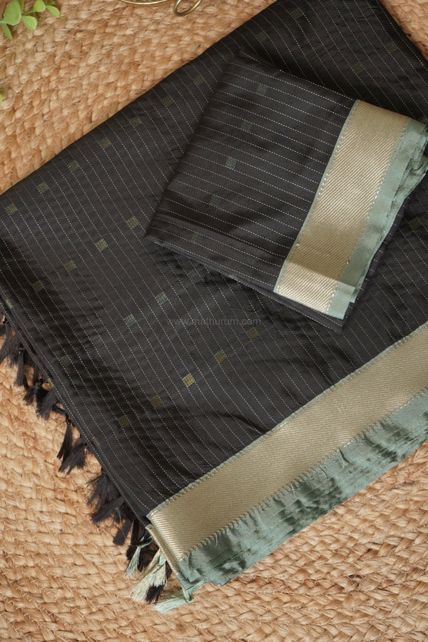 Maya Semi-Silk Silver Stripes Multi Butta Saree