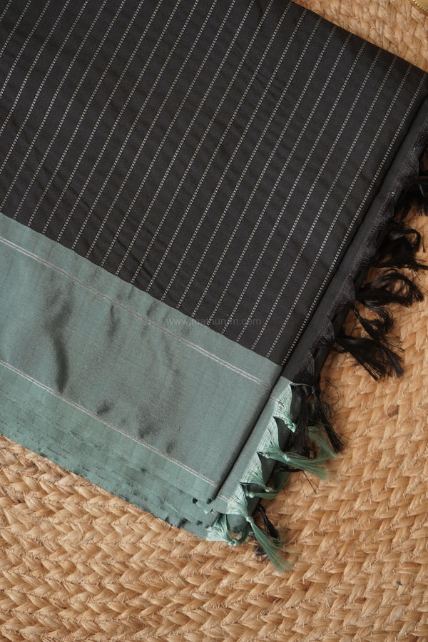 Maya Semi-Silk Silver Stripes Saree