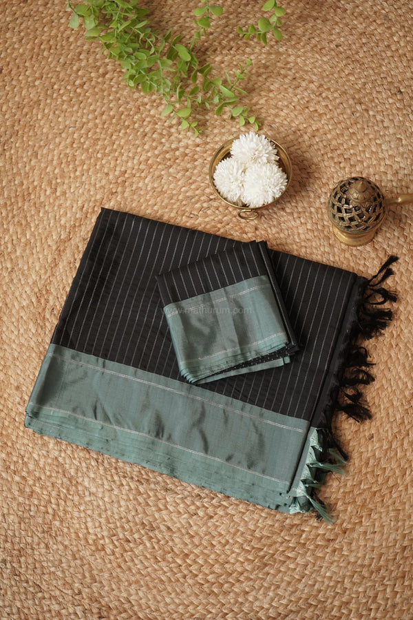 Maya Semi-Silk Silver Stripes Saree